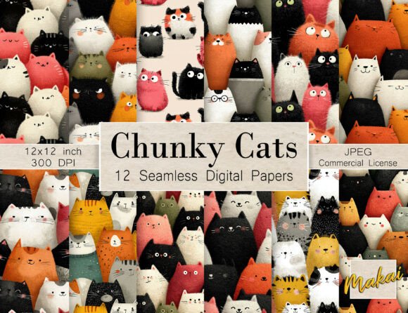 12 Seamless Fat Cat Cartoon Patterns: A Purr-fect Addition to Your Creative Toolkit