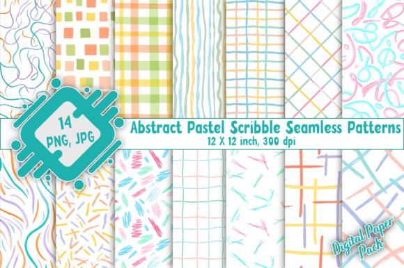 Abstract Pastel Scribble Patterns Pack