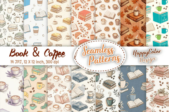 Book Coffee Seamless Patterns