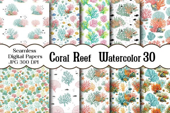 Coral Reef Seamless Patterns, Watercolor: A Unique Blend of Art and Oceanic Beauty