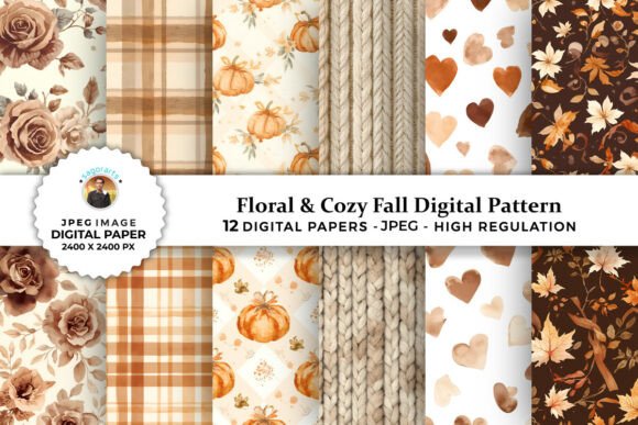Floral Cozy Fall Digital Patterns for Creative Projects