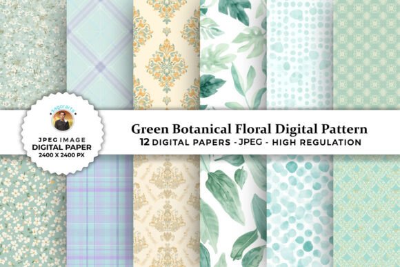 Green Botanical Floral Digital Patterns: A Versatile Resource for Creatives