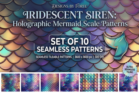 Iridescent Siren Seamless Patterns