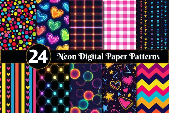 Neon Digital Paper Patterns for Creative Projects
