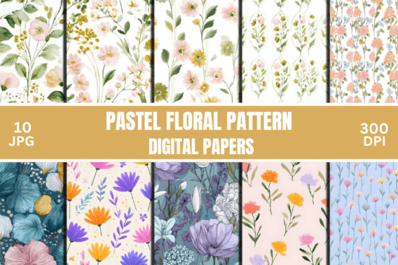 Pastel Floral Digital Paper Patterns