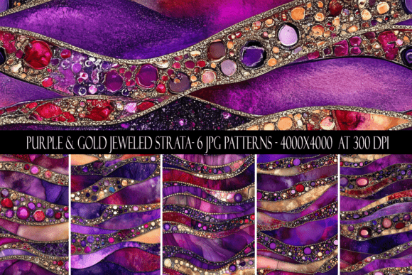 Purple and Gold Jeweled Strata Patterns
