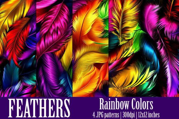 Rainbow Colored Feather Patterns S3