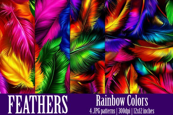 Rainbow Colored Feather Patterns S4