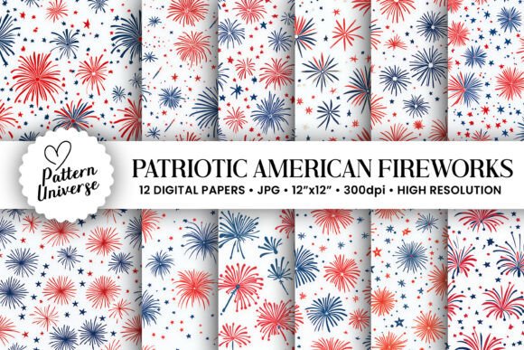 Red Blue American Fireworks Patterns