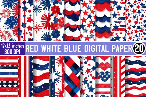Red White Blue Digital Paper Patterns: A Versatile Resource for Creative Projects