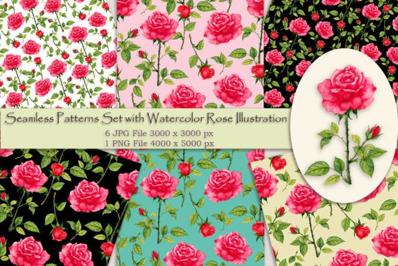 Seamless Patterns with Rose Illustration: A Versatile Design Resource
