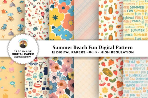 Summer Beach Fun Digital Patterns for Creative Projects