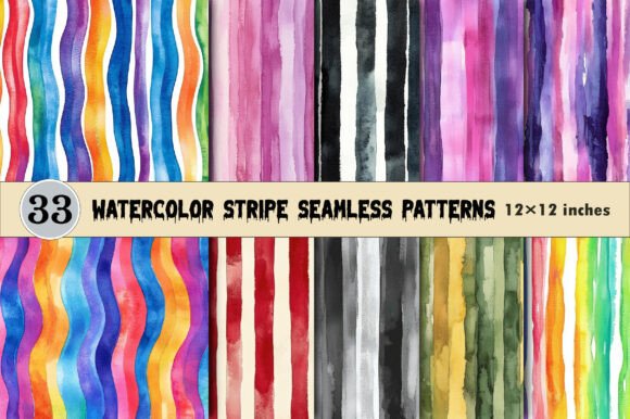 Watercolor Stripe Seamless Patterns: A Versatile Design Resource for Creative Projects