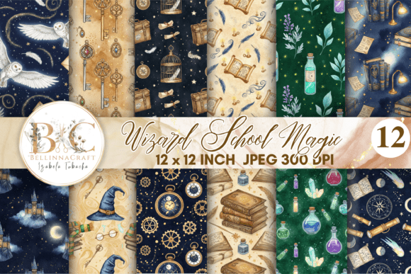 Wizard School Magic Seamless Patterns