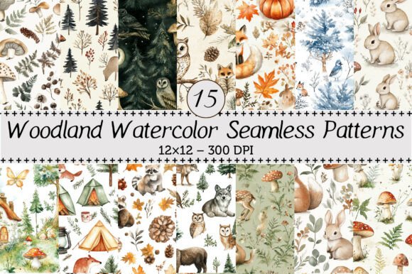 Woodland Watercolor Seamless Patterns: A Versatile Design Resource for Creators and Entrepreneurs